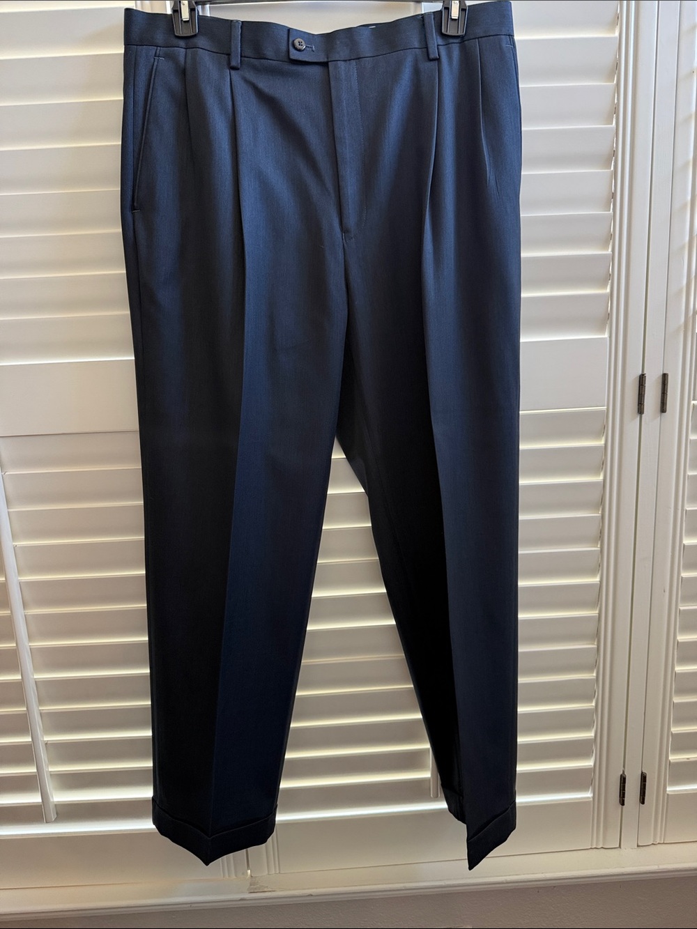 Louis Raphael Navy Pleated Dress Pants